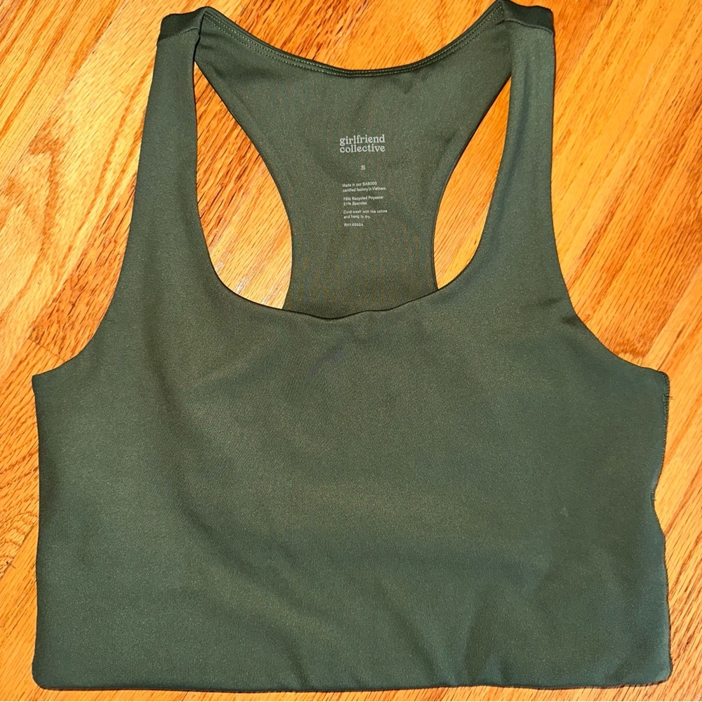 Girlfriend Collective Paloma Racerback Bra, color Moss